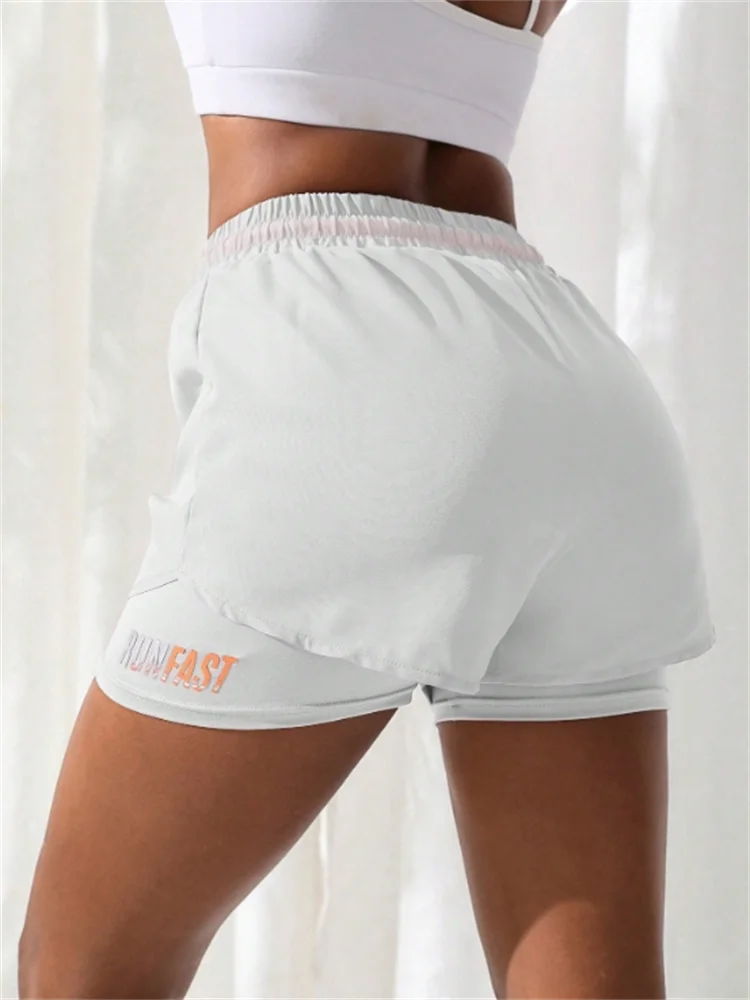 High-Waist Women’s Yoga Running Shorts – Fake Two-Piece, Breathable & Stretchy - OJABay