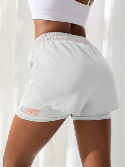 High-Waist Women’s Yoga Running Shorts – Fake Two-Piece, Breathable & Stretchy - OJABay