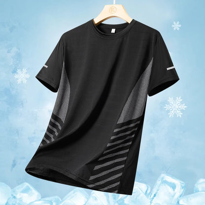 Men's Ice Silk Running T-Shirt – Quick-Dry, Breathable, Reflective Sports Tee - OJABay