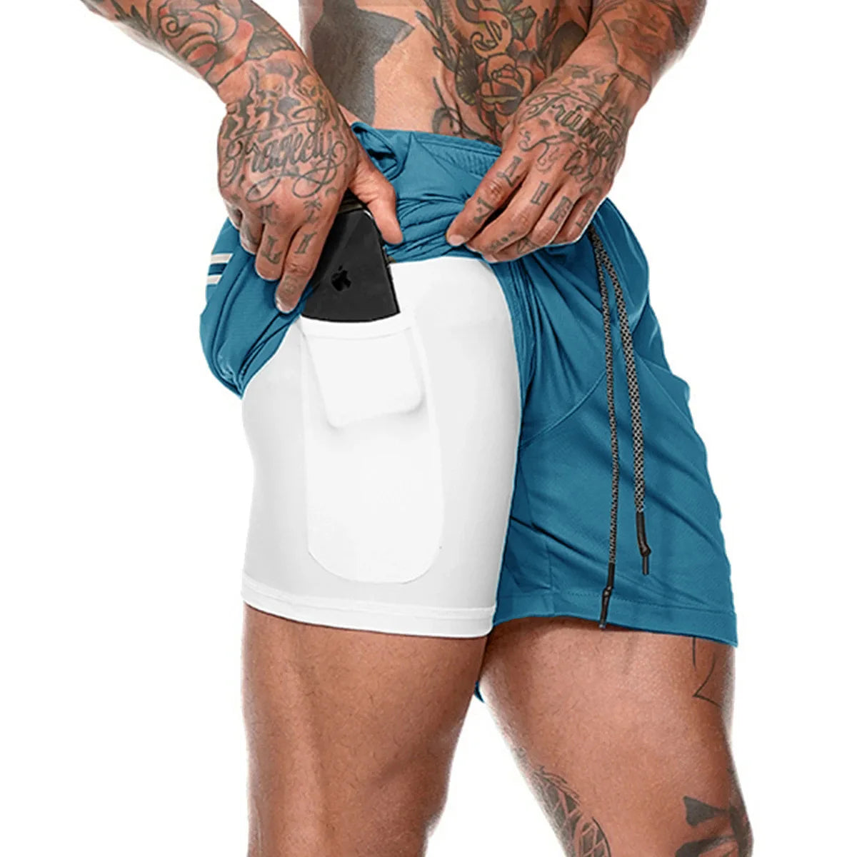 Men’s 2-in-1 Running & Gym Shorts – Double-Layer Sportswear for Fitness & Beach - OJABay