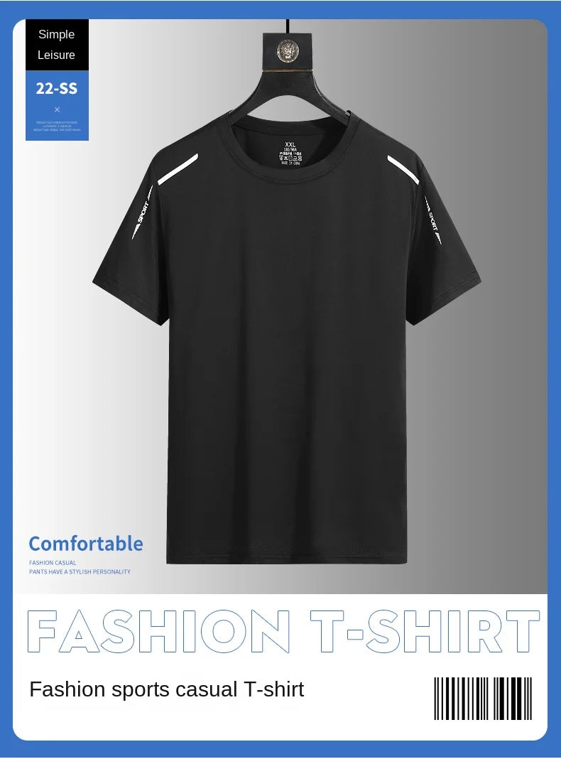 Running T-shirt Reflective Short Sleeve Ice Silk Quick Drying Summer Thin Breathable Fitness Tees Shirt Sportswear Sportsshirt - OJABay