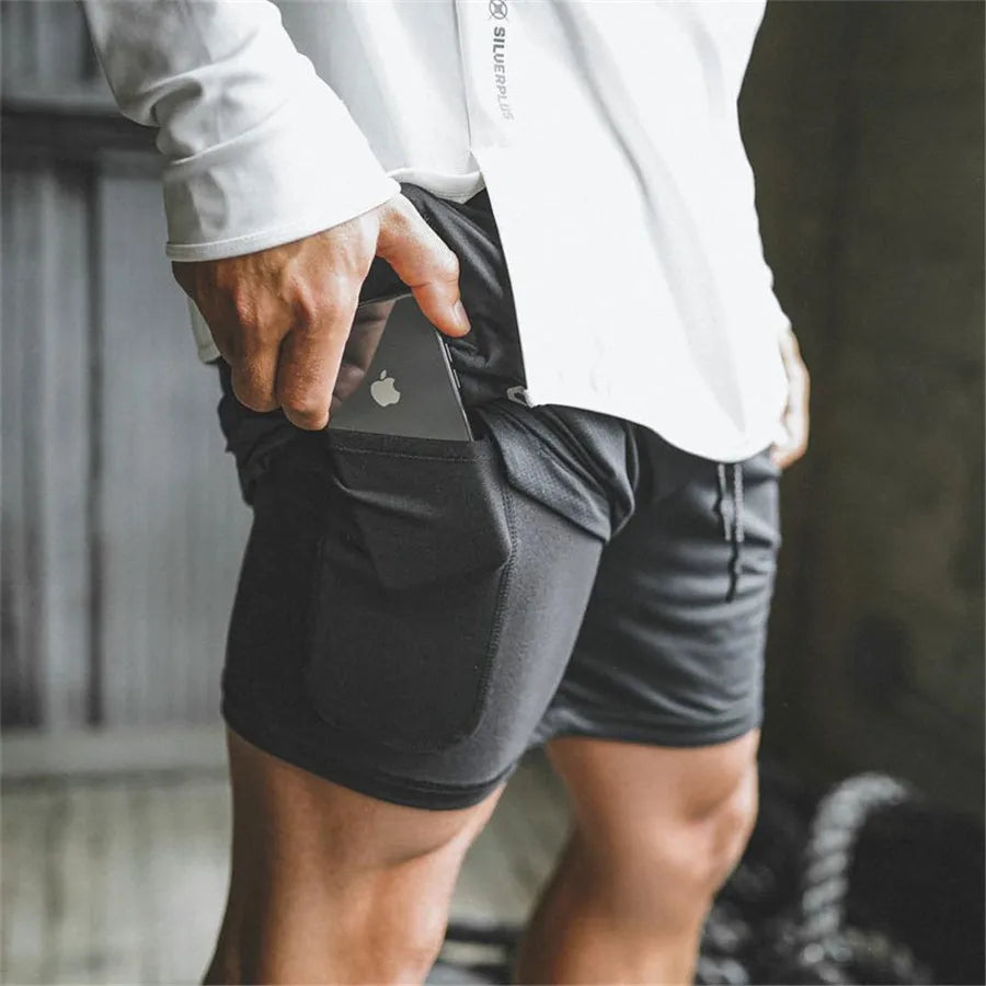 Men’s 2-in-1 Running & Gym Shorts – Double-Layer Sportswear for Fitness & Beach - OJABay