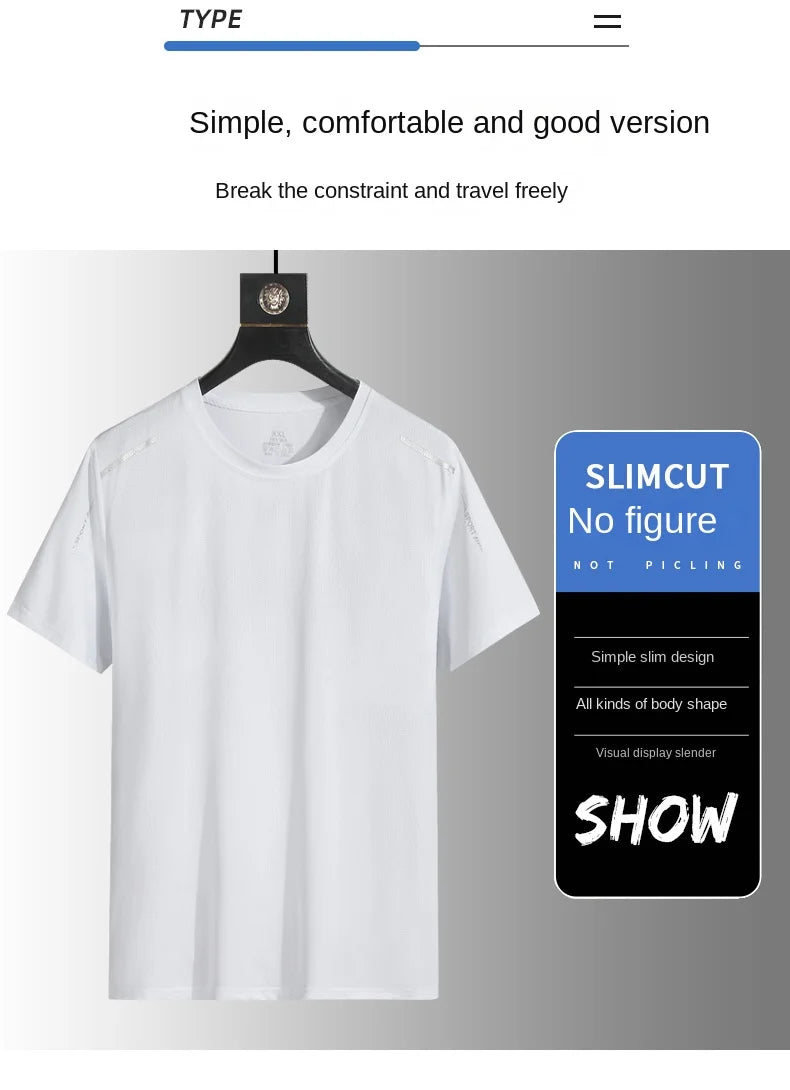 Running T-shirt Reflective Short Sleeve Ice Silk Quick Drying Summer Thin Breathable Fitness Tees Shirt Sportswear Sportsshirt - OJABay