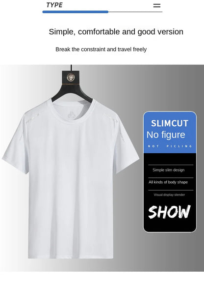 Running T-shirt Reflective Short Sleeve Ice Silk Quick Drying Summer Thin Breathable Fitness Tees Shirt Sportswear Sportsshirt - OJABay