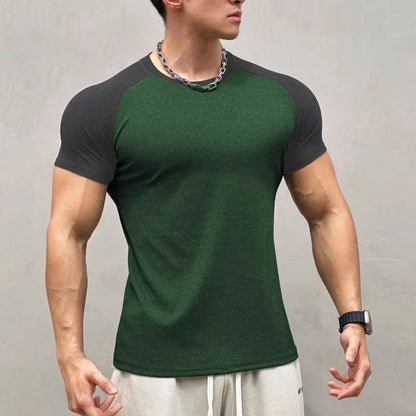 Men's Summer Compression Sports T-Shirt – Quick-Dry, Elastic, Striped Gym Tee - OJABay