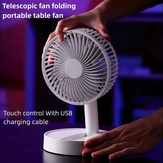 USB Foldable Mini Fan – 4 Speeds, Battery Operated, Timer-Controlled for Home & Outdoors - OJABay