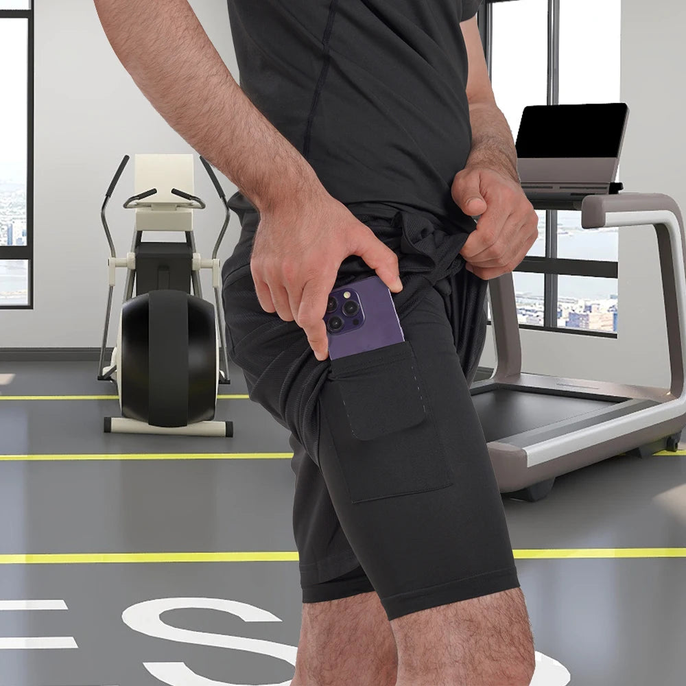 2-in-1 Running Shorts with Compression Layer – Stay Ready, Stay Dry - OJABay