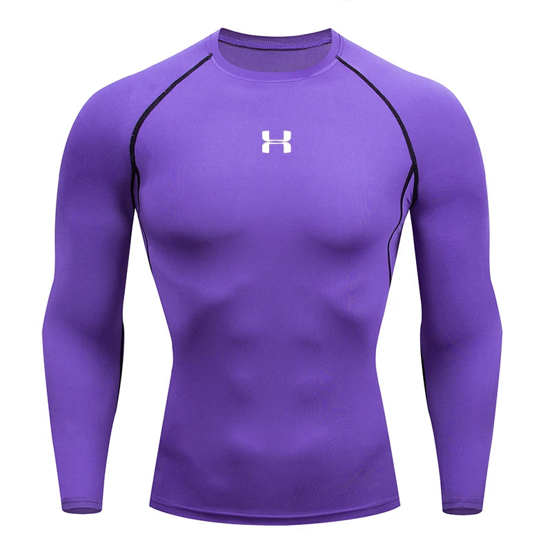 Men's Long Sleeve Compression Workout Shirt – Gym, Running, Training Tee - OJABay