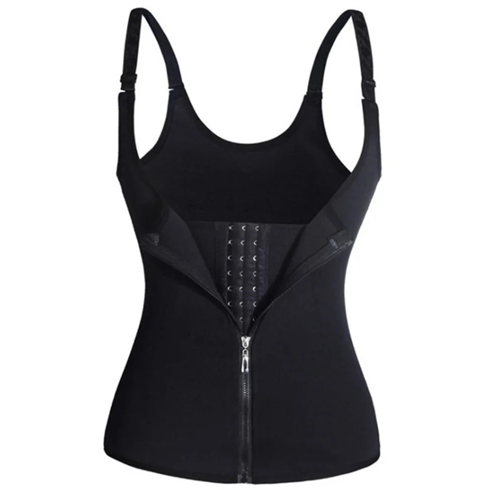 Women's Waist Trainer Tank Top – Zipper Body Shaper with Tummy Control | Sleeveless Activewear Shapewear - OJABay