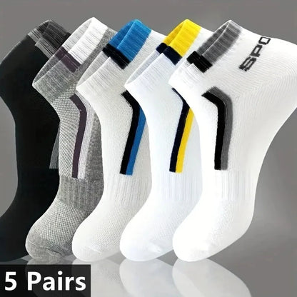 3/5/10 Pairs Men’s Breathable Bamboo Fiber Socks – Sweat-Absorbing, Deodorant Business & Sports Crew Stockings - OJABay