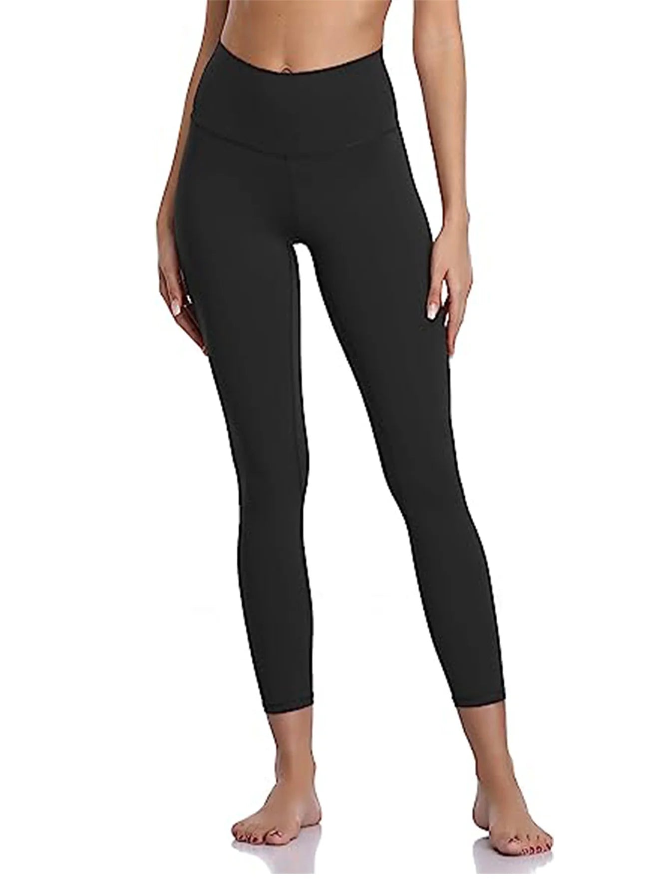 Women's High-Waisted Yoga Leggings Milk Silk Sweat-Absorbing Activewear Junior Size Knit Fabric Ankle-Length Seamless Sports Leggings - OJABay