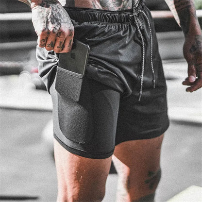Men’s 2-in-1 Running & Gym Shorts – Double-Layer Sportswear for Fitness & Beach - OJABay
