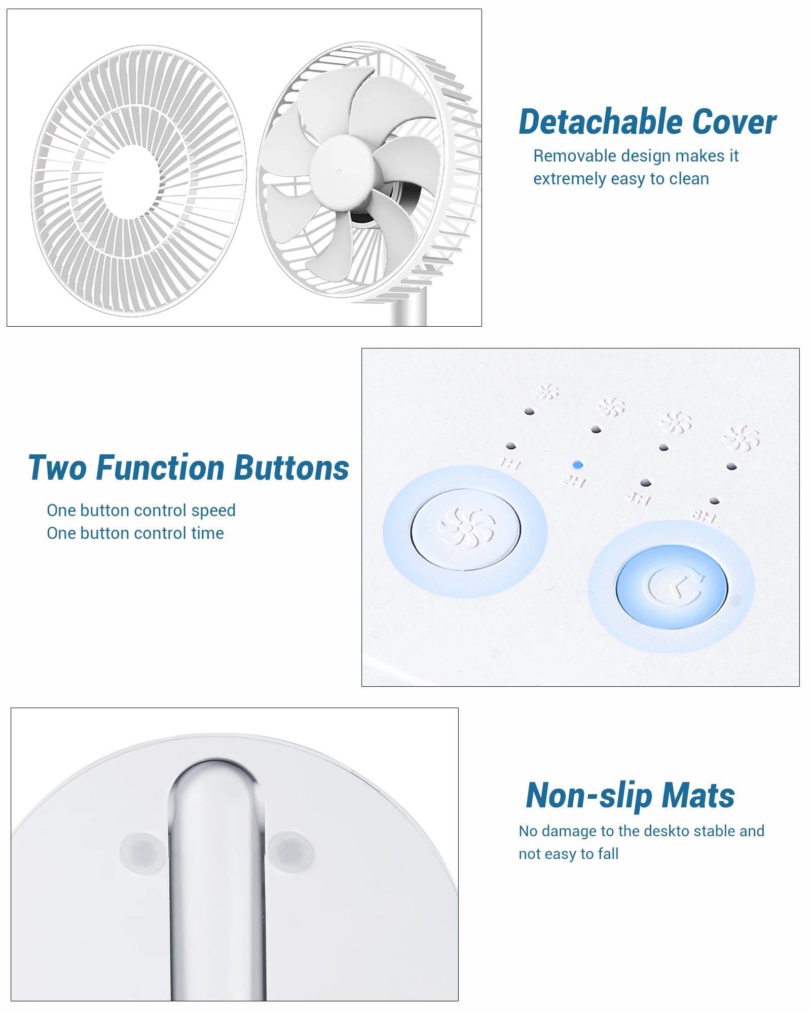 USB Foldable Mini Fan – 4 Speeds, Battery Operated, Timer-Controlled for Home & Outdoors - OJABay
