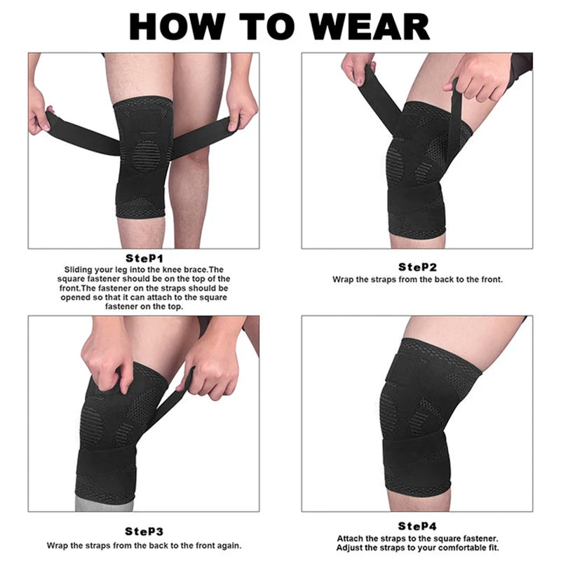 1PC Compression Knee Brace with Adjustable Bandage – Sports Support for Running, Basketball, Volleyball & Fitness - OJABay