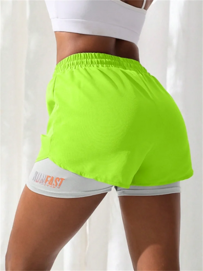 High-Waist Women’s Yoga Running Shorts – Fake Two-Piece, Breathable & Stretchy - OJABay