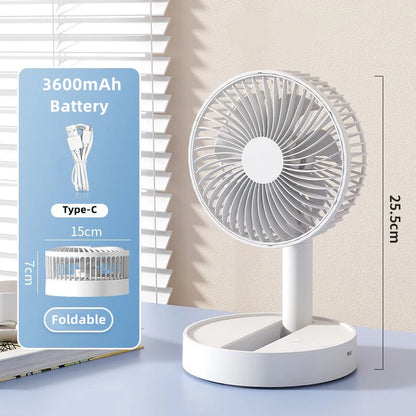 USB Foldable Mini Fan – 4 Speeds, Battery Operated, Timer-Controlled for Home & Outdoors - OJABay