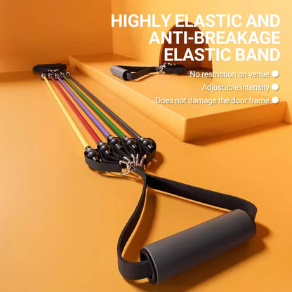 Resistance Bands Set 10–14PCS with Handles, Door Anchor & Ankle Straps