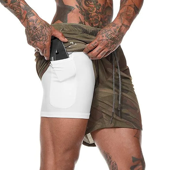 Men’s 2-in-1 Running & Gym Shorts – Double-Layer Sportswear for Fitness & Beach - OJABay