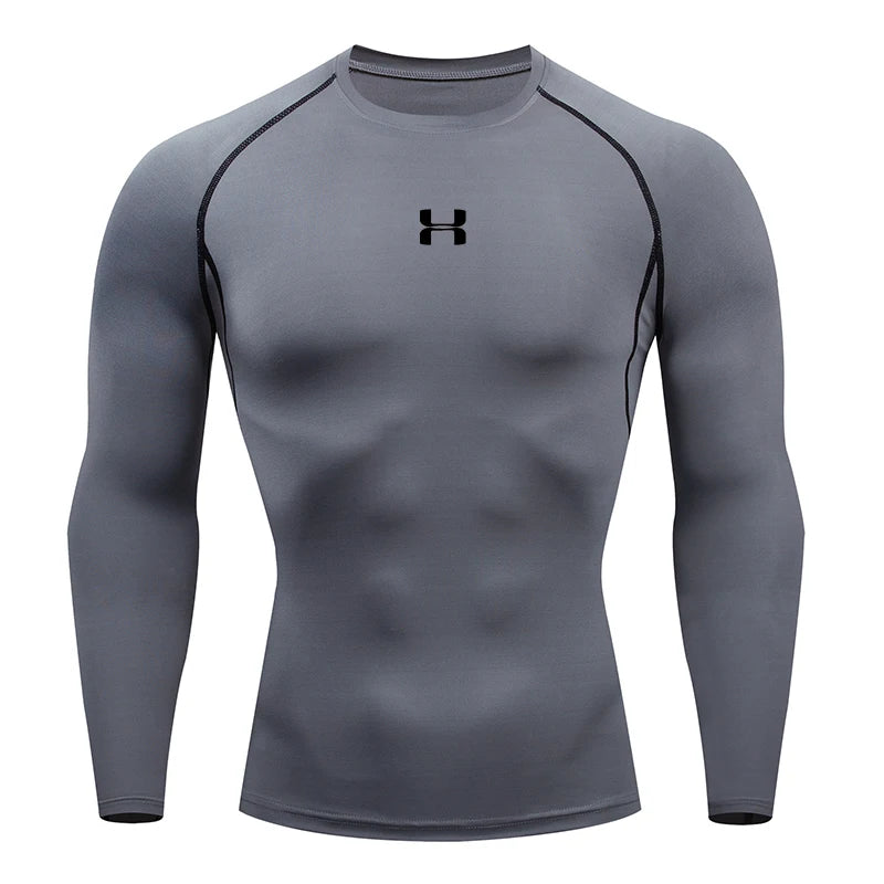 Men's Long Sleeve Compression Workout Shirt – Gym, Running, Training Tee - OJABay