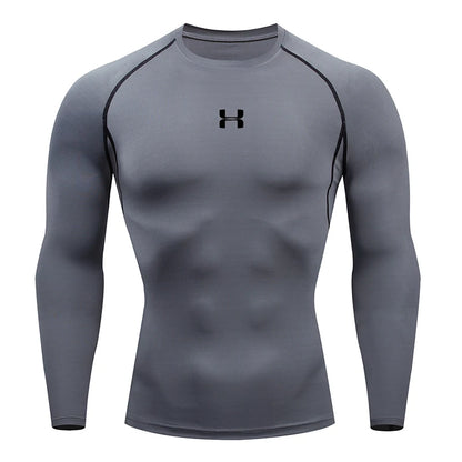Men's Long Sleeve Compression Workout Shirt – Gym, Running, Training Tee - OJABay
