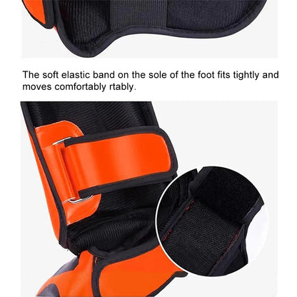 Muay Thai & Kickboxing Shin Guards – PU Leather Leg & Ankle Protectors