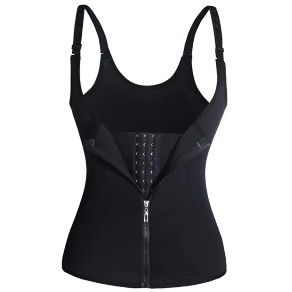 Women's Waist Trainer Tank Top – Zipper Body Shaper with Tummy Control | Sleeveless Activewear Shapewear - OJABay
