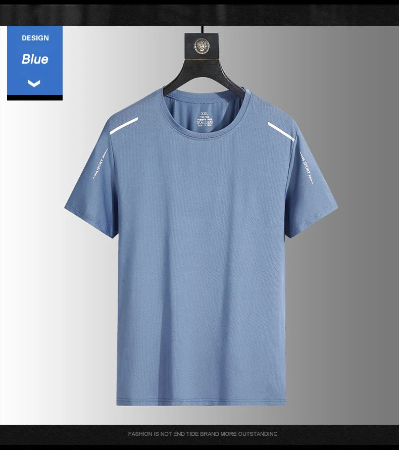 Running T-shirt Reflective Short Sleeve Ice Silk Quick Drying Summer Thin Breathable Fitness Tees Shirt Sportswear Sportsshirt - OJABay