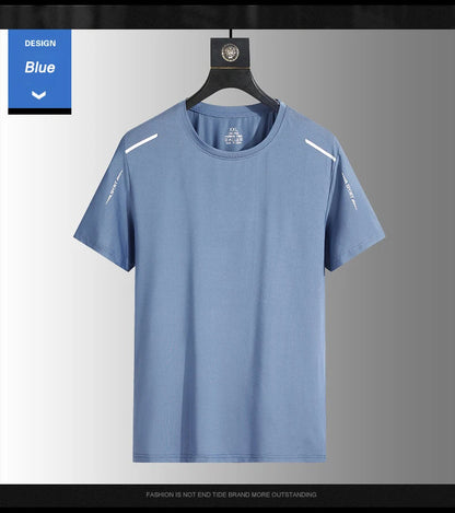 Running T-shirt Reflective Short Sleeve Ice Silk Quick Drying Summer Thin Breathable Fitness Tees Shirt Sportswear Sportsshirt - OJABay