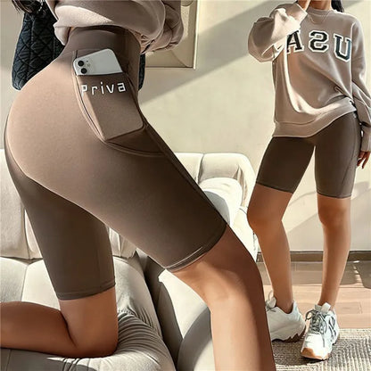 Women's High-Waist Yoga Shorts – Seamless Fitness Shorts for Gym & Streetwear | Tight Workout Shorts with Stretch - OJABay