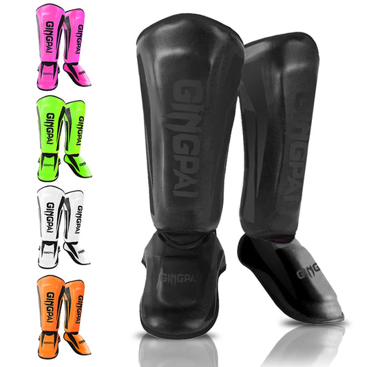 Muay Thai & Kickboxing Shin Guards – PU Leather Leg & Ankle Protectors