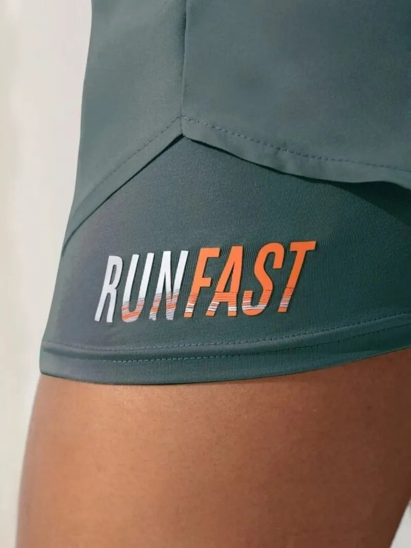 High-Waist Women’s Yoga Running Shorts – Fake Two-Piece, Breathable & Stretchy - OJABay