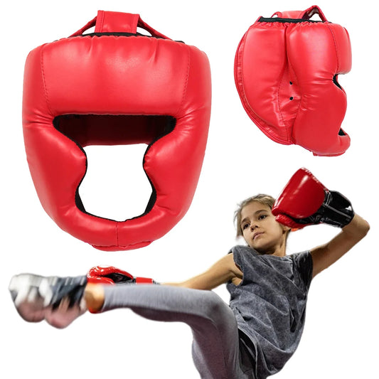 MMA Boxing Gloves & Headgear – PU Leather Training Set for Adults & Kids