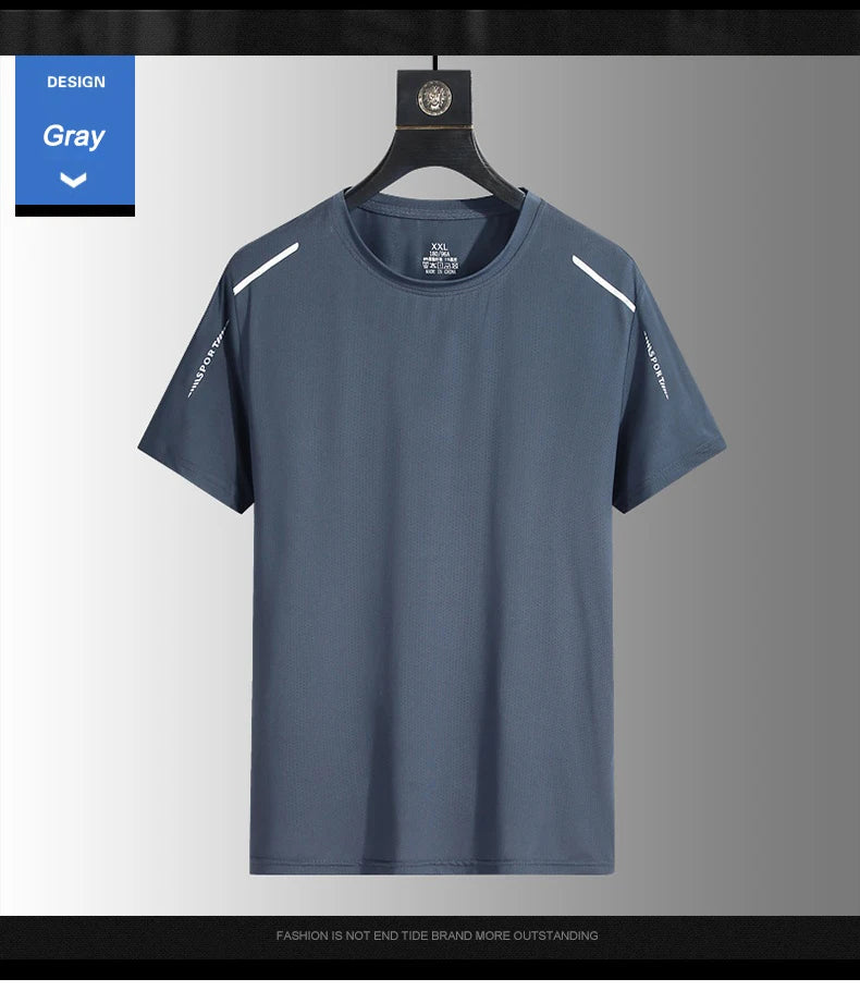 Running T-shirt Reflective Short Sleeve Ice Silk Quick Drying Summer Thin Breathable Fitness Tees Shirt Sportswear Sportsshirt - OJABay
