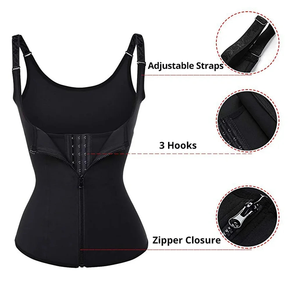 Women's Waist Trainer Tank Top – Zipper Body Shaper with Tummy Control | Sleeveless Activewear Shapewear - OJABay