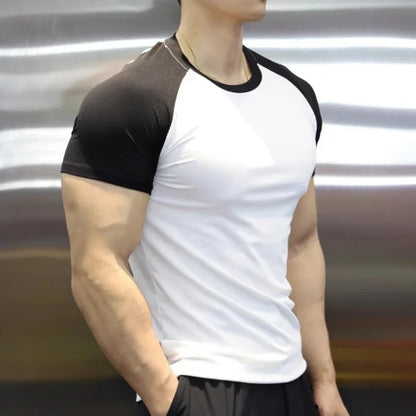 Men's Summer Compression Sports T-Shirt – Quick-Dry, Elastic, Striped Gym Tee - OJABay