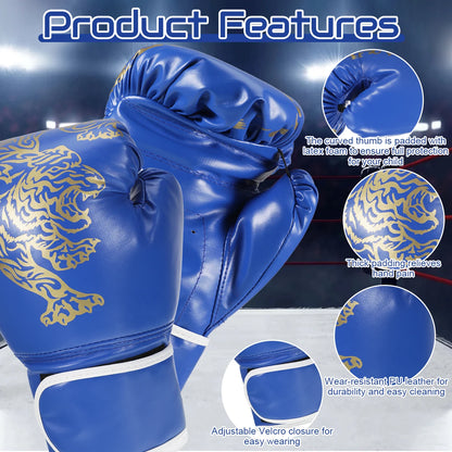 PU Leather Boxing Gloves – Adult & Kids Training Gloves for Kickboxing, Gym & Martial Arts