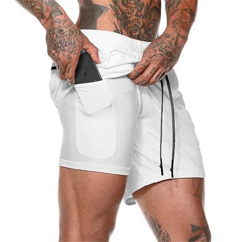 Men’s 2-in-1 Running & Gym Shorts – Double-Layer Sportswear for Fitness & Beach - OJABay
