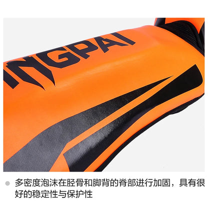 Muay Thai & Kickboxing Shin Guards – PU Leather Leg & Ankle Protectors