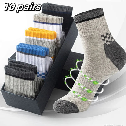 3/5/10 Pairs Men’s Breathable Bamboo Fiber Socks – Sweat-Absorbing, Deodorant Business & Sports Crew Stockings - OJABay