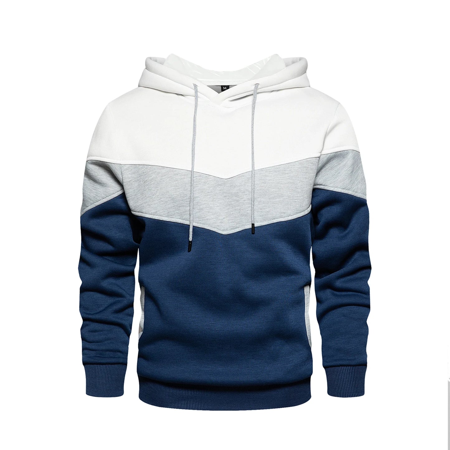 Men’s Patchwork Fleece Hoodie – Warm Casual Streetwear Pullover - OJABay