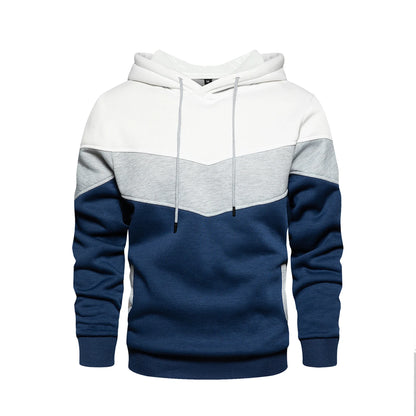 Men’s Patchwork Fleece Hoodie – Warm Casual Streetwear Pullover - OJABay