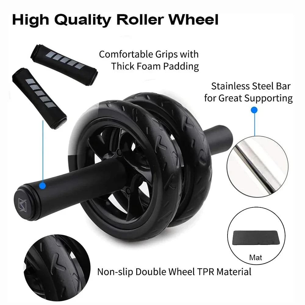 AB Roller Wheel with Knee Pad & Resistance Bands – Full Core Workout Equipment - OJABay