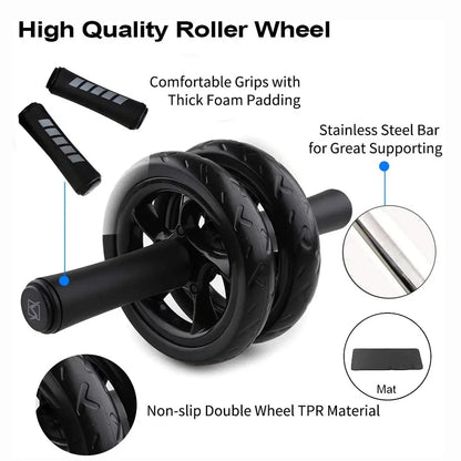 AB Roller Wheel with Knee Pad & Resistance Bands – Full Core Workout Equipment - OJABay