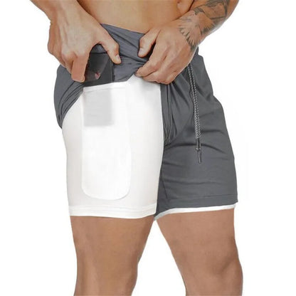 Men’s 2-in-1 Running & Gym Shorts – Double-Layer Sportswear for Fitness & Beach - OJABay