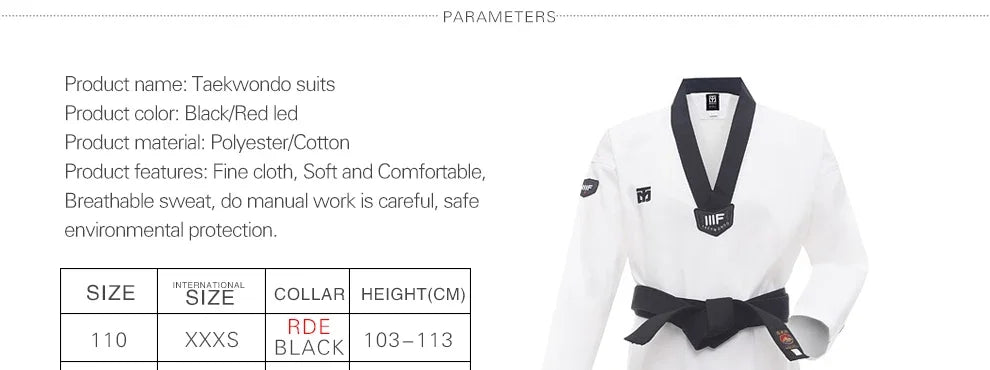 Taekwondo Dobok Karate Uniform with Belt – Kids & Adults (XXXS–XXXL)