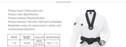 Taekwondo Dobok Karate Uniform with Belt – Kids & Adults (XXXS–XXXL)