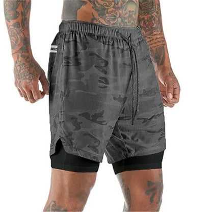 Men’s 2-in-1 Running & Gym Shorts – Double-Layer Sportswear for Fitness & Beach - OJABay