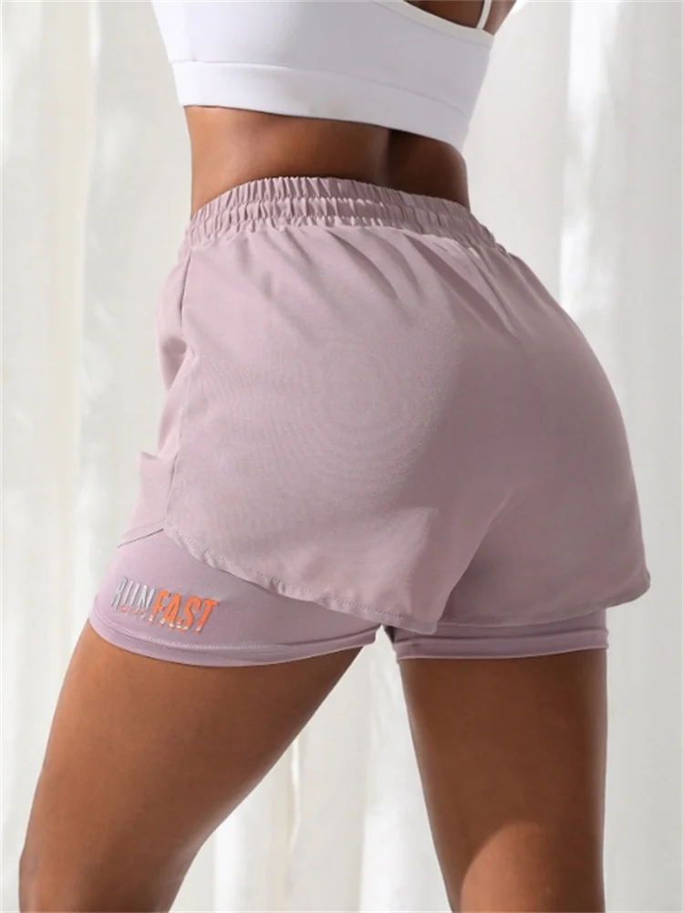 High-Waist Women’s Yoga Running Shorts – Fake Two-Piece, Breathable & Stretchy - OJABay