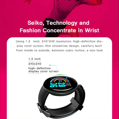 D18 Smart Watch – Fitness Tracker with Heart Rate & Blood Pressure Monitor - OJABay