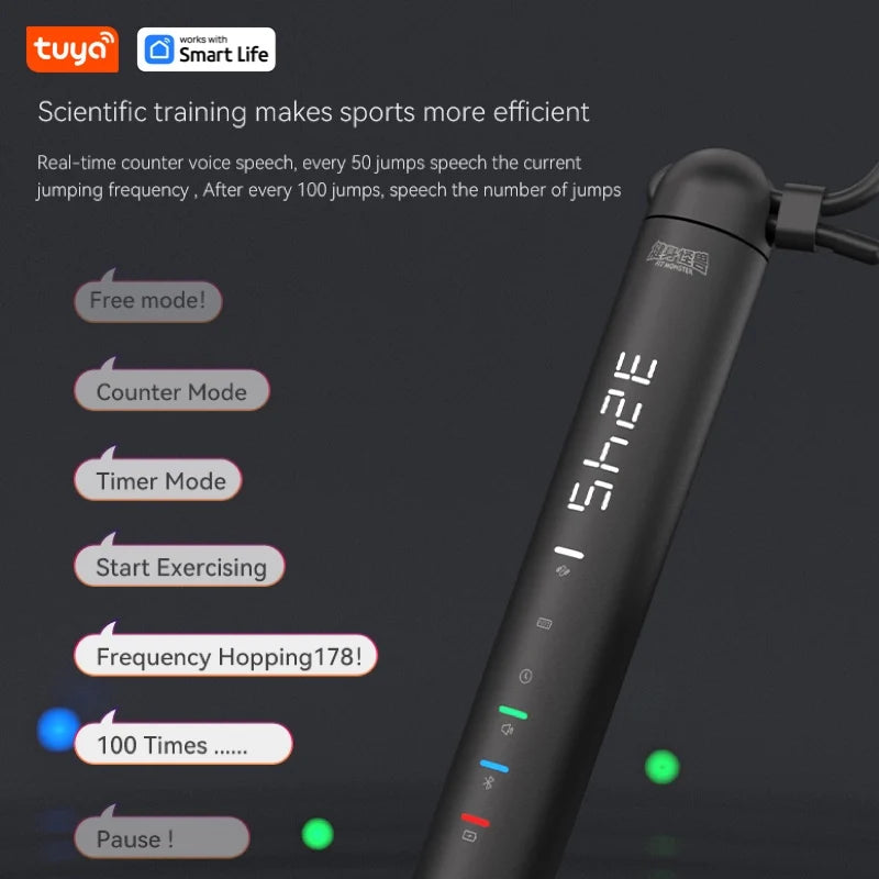 Smart Jump Rope with APP Tracker & LCD Display – Adjustable Skipping Rope for Home Gym, CrossFit, Cardio Workouts for Men & Women - OJABay